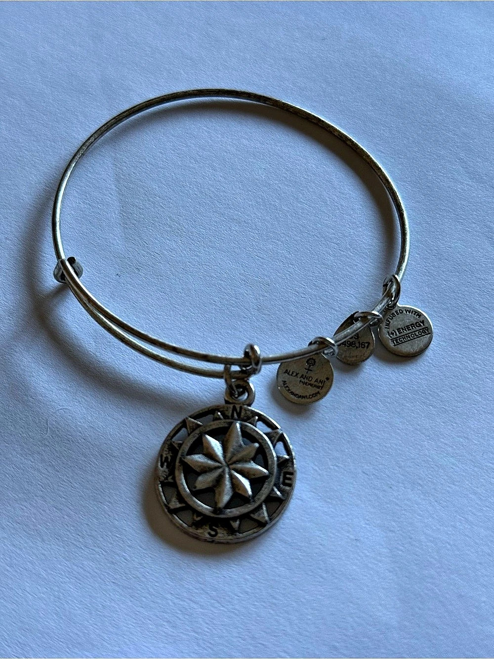 Alex and Ani Compass Charm Bangle in Silver